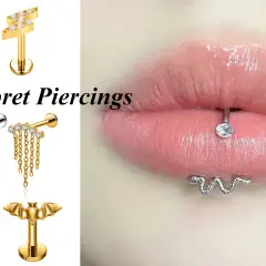Kolekcja kolczyków labret: błyskawice, kaskady, nietoperze. Zobacz, co to labret i jak pięknie wygląda na ustach.
